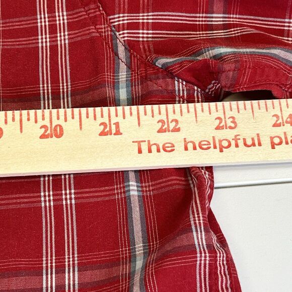 Carhartt Relaxed Fit Button Down Short Sleeve Shirt Mens Size L Plaid Red Blue - Picture 7 of 9